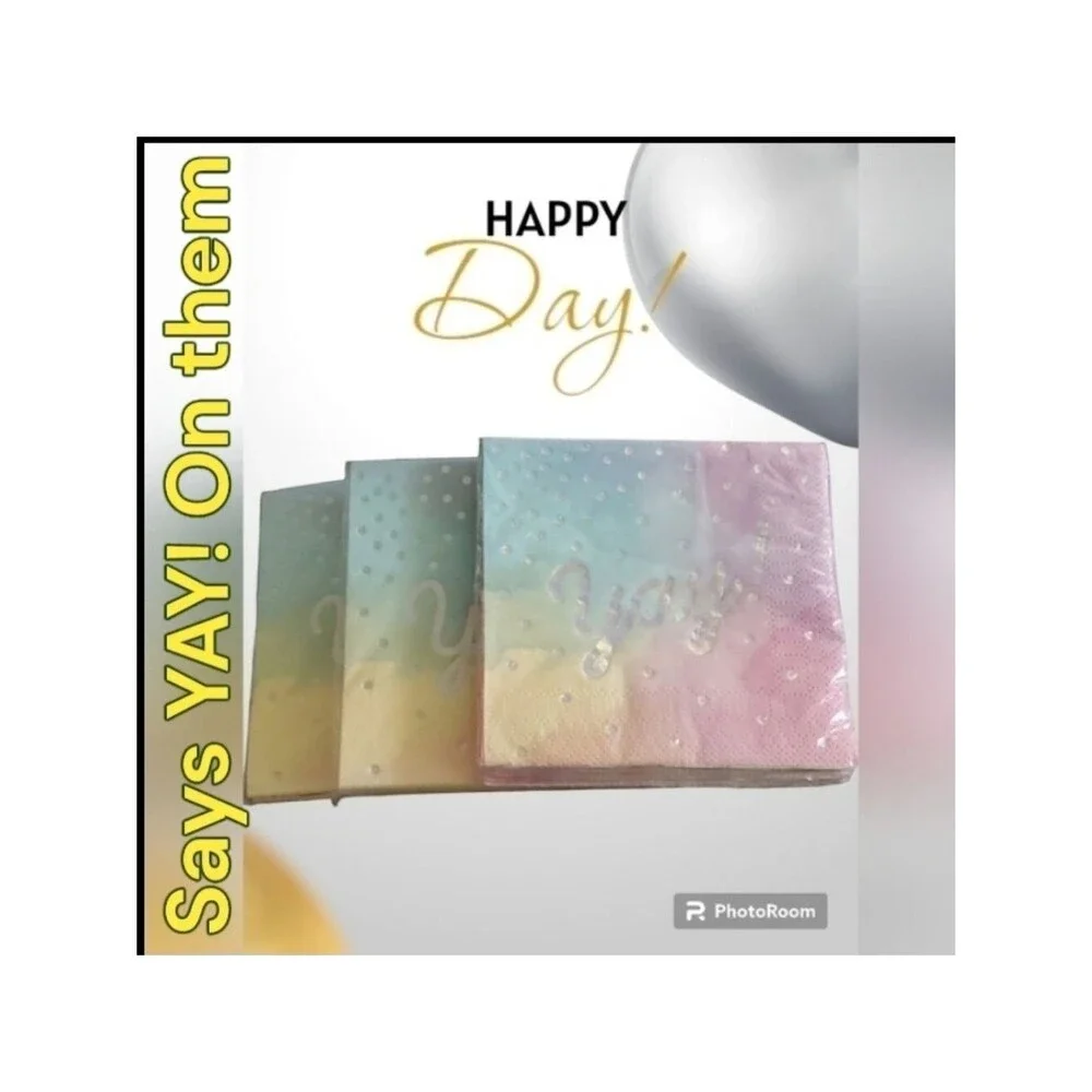 Rainbow Colors 48 Napkins Beverage Size Home party supply size 9.8
